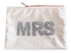 ModParty Mrs Makeup Velvet Bag | Bride Cosmetic Pouch Sparkle Letter Natural