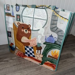 ❤️ Marshall’s Marshalls Reusable Tote Large Bag Christmas Bear chair fireplace