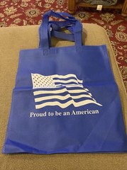 Proud To Be An American Blue Tote Shopping Bag Flag Stars 13.5×14.5 (JL)
