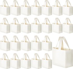 24 PC Mini Tote Bag Sublimation Blank Canvas Tote Reusable Grocery Bags DIY