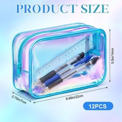 Aliceset 12 Pcs Clear Iridescent Holographic 7.3 x 5.1 x 2.36 inches, Blue