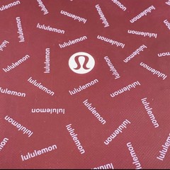 LULULEMON 2 Burgundy Holiday GRAPHIC LOGO Reusable Shopping Large 16”x 14”x 6”