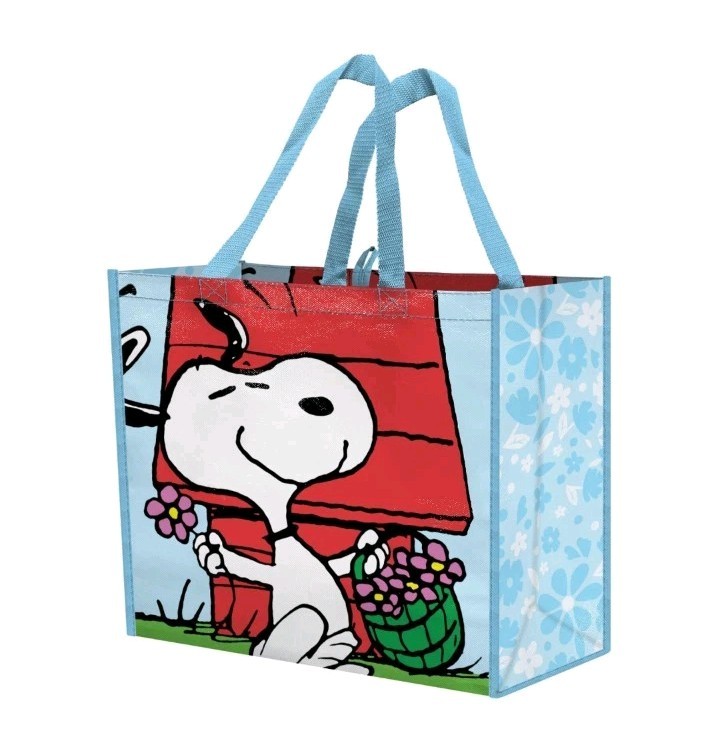 Peanuts Snoopy SPRING FLOWERS XL Reusable Tote/Shopping/Gift Bag NWOT! Free Ship