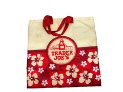 Trader Joe’s Insulated Bag Red Hawaiian Hibiscus Flower Reusable Grocery Tote