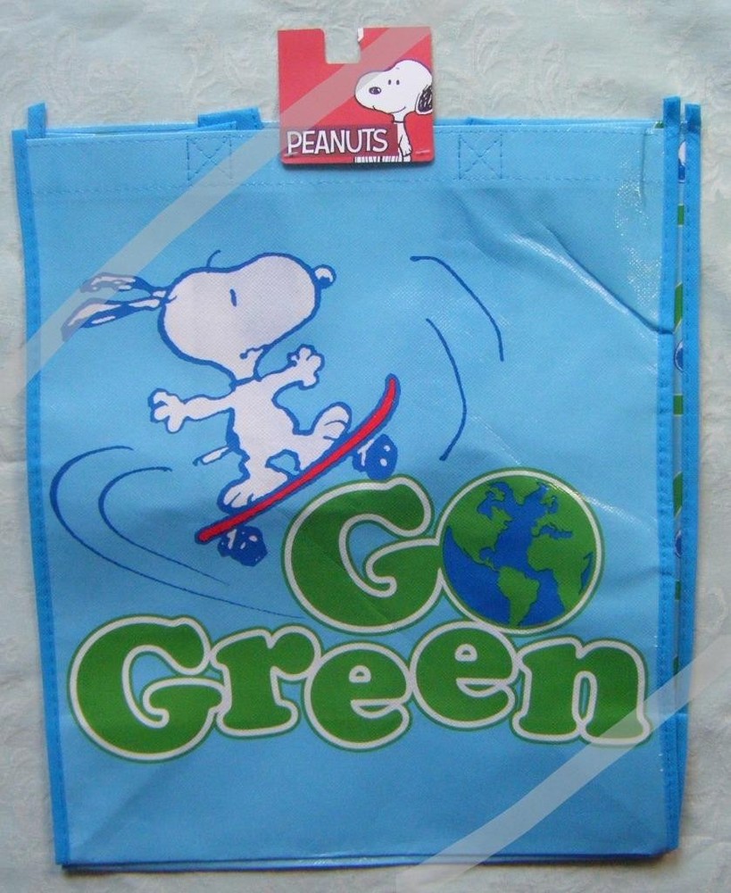 Peanuts Snoopy GO GREEN Reusable Shopping Tote Bag New (3/3337)