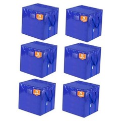 Extra Large Moving Bags with Zippers & Carrying Handles, 6 Pack Blue-75 Gallon