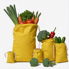 CharkaBags – 5 x 7 Inches Yellow Reusable Drawstring Muslin Bags Premium Quality