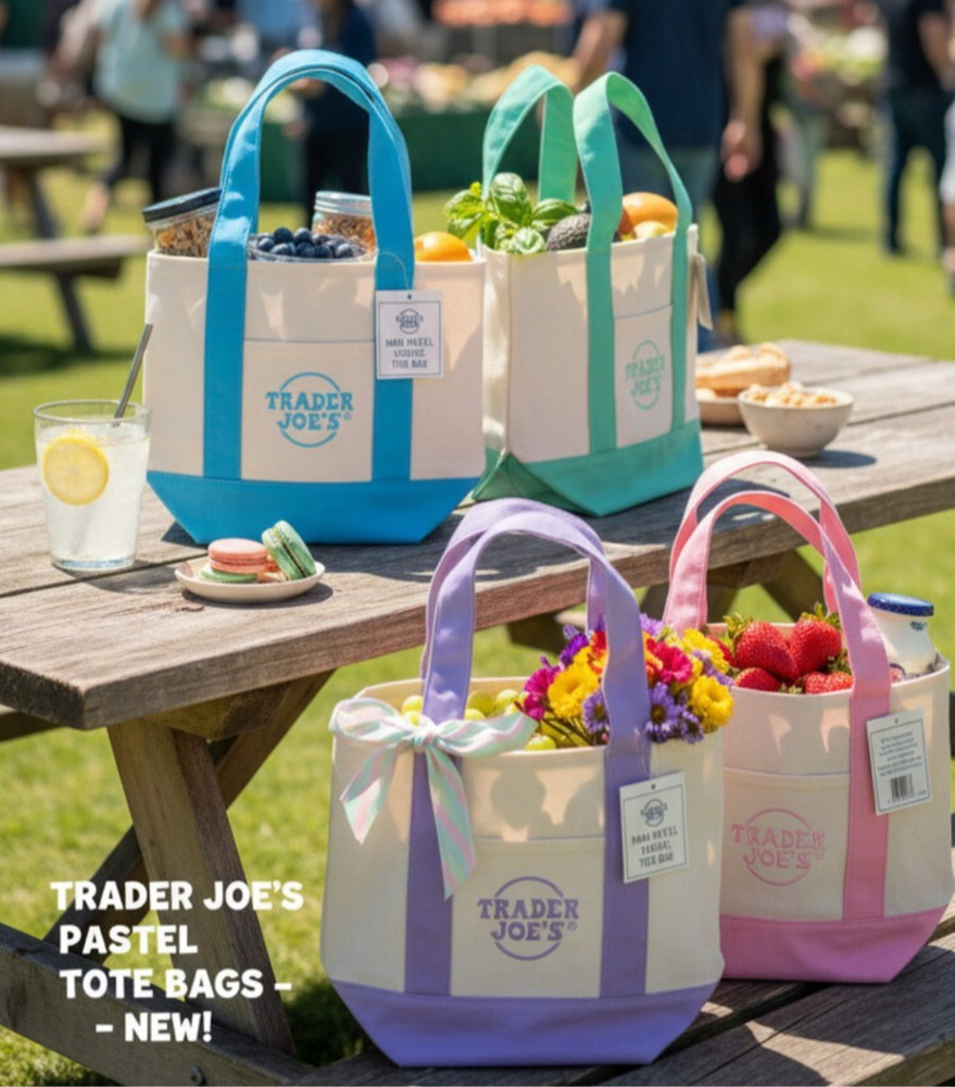Trader Joe’s Mini Canvas Tote Bag FULLSET Pastel Colors Reusable NEW Easter 4pcs