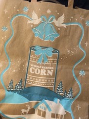 TEADER JOE’s Brown Paper Bag, Reusable Shopping Tote, Winter Print about 12 x 7”