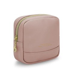 JINSI Small Makeup Bag for Purse,PU Leather Cute Travel Cosmetic small, Pink