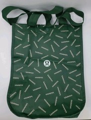 Lululemon Small Green Allover Print Reusable Bag Nylon Strap Recycled Materials