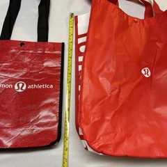Lululemon Reusable Tote Bag Set Red White Black Yoga Gym Shopping Tote Lot of 2