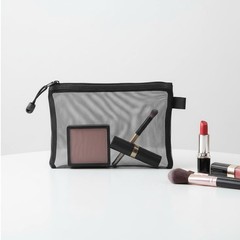 5 Pack Small Black Mesh Zipper Pouch Bags for Purse, 5″ x 4″ Portable