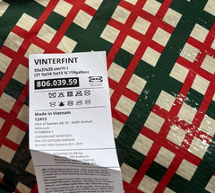 Ikea VINTERFINT Large Shopping Bag Tote Check Pattern Green Red 19 Gal Christmas