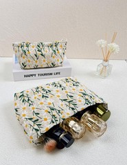 RIKMOXR 2 Pcs Makeup Bags, Large Cosmetic Bag Travel Toiletry 0A-Daisy