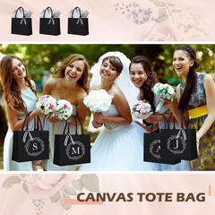 12 Pack Canvas Tote Bag Bulk Initial Black Canvas Tote Bags with 28 Tissues S…
