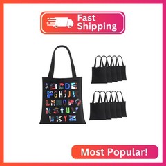 OKBA 10 Pcs Canvas Tote Bags,Reusable Grocery Shopping Blank Tote Bag with Handl