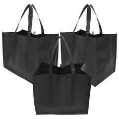 3PCS Non Woven Shopping Bags – Large Blank Fabric Tote – Reusable Grocery Bag,