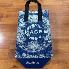 CHAGEE Reusable Insulated Cooler Tote Bag Blue Floral Shopping Bag 12.5″H (NEW)