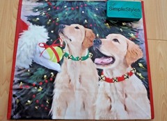 Golden Retriever Dogs Plays Fetch with Santa Christmas Tote Reusable Gift Bag