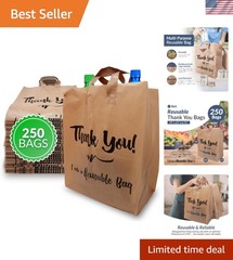 Durable 250 Pack Brown/Kraft Reusable Shopping Bags – 2 Mil Thick & Leak Proof