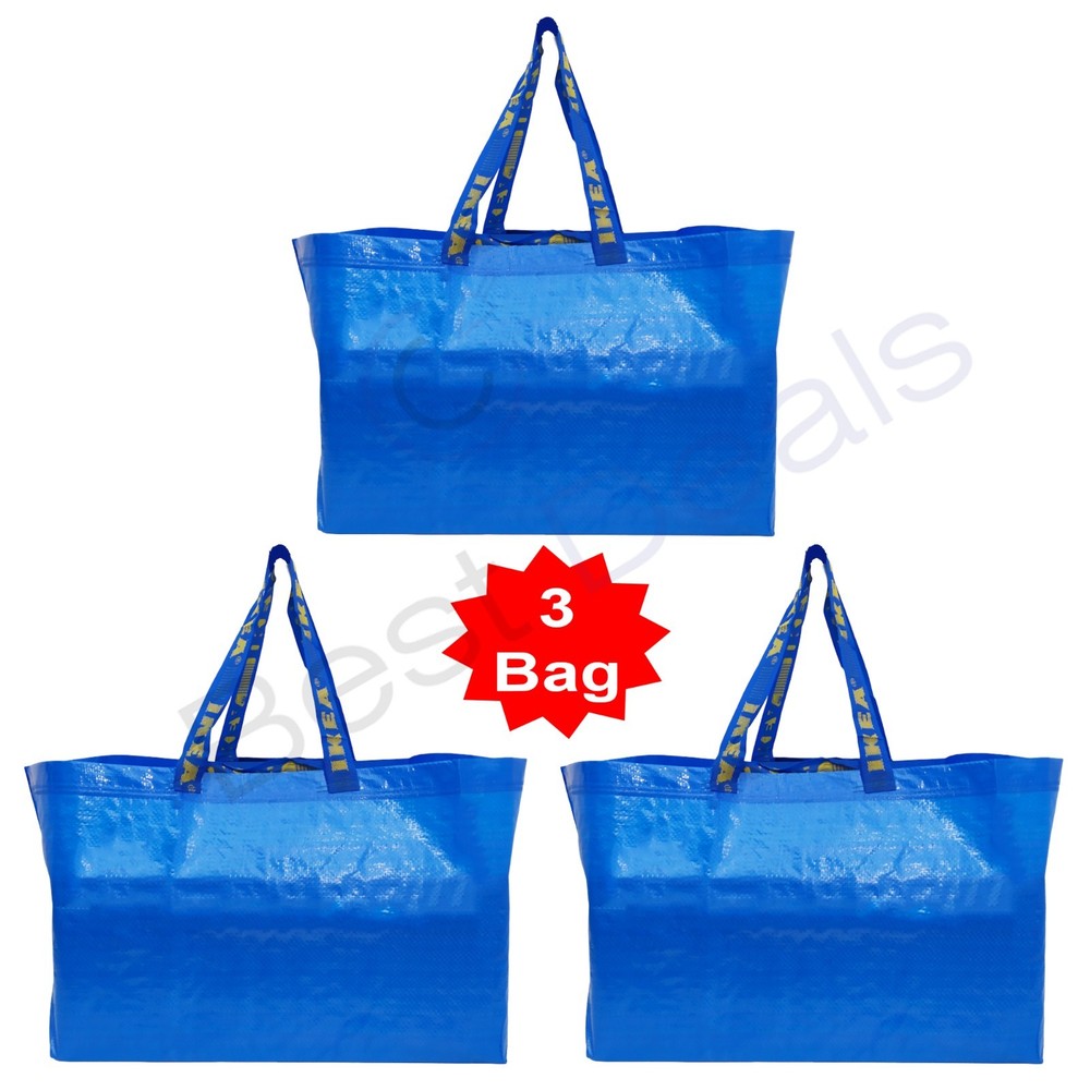 NEW Ikea FRAKTA Large Blue Reusable Shopping Travel Bag Laundry Storage – 3 Bag