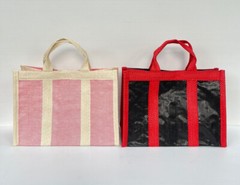 Vintage Hand Bag Multi-Color Rice Sack Eco-Friendly Medium Size 40 X 30 X 18 cm