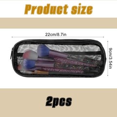 Molain 2 Pcs Mesh Makeup Brush Bag, Clear Travel Holder Black