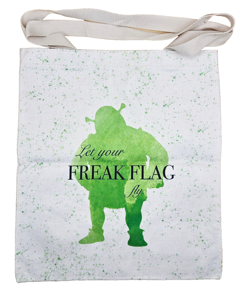 Shrek “LET YOUR FREAK FLAG FLY” Soft Canvas Flat Tote Bag 15.25″x13.5″ BRAND NEW