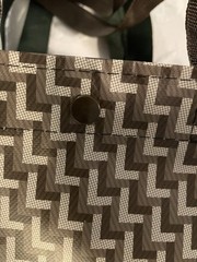 2 Lululemon Reusable Tote Bags – Green Logo & Brown Chevron Pattern