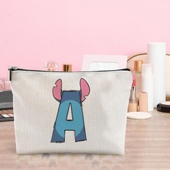 LONGXIN Cute Cartoon Gifts Initial Personalized Makeup Bag Monogrammed Stitch