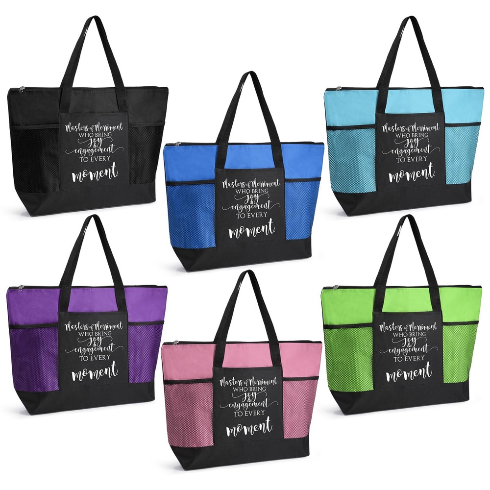 6 Pack Activity Professional Week Gift Tote Bags with Zipper Mesh Pocket Than…