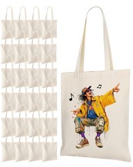 24 Pack Canvas Tote Bags for Sublimation, Painting, HTV – 10oz Non-Shrink Thi…