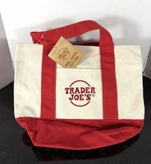 Trader Joe’s Mini Bag Bundle Pink Stripe Red Tote & Insulated Cooler NWT