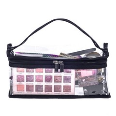 Jula Vance Small Rectangular Clear PVC Makeup 10 x 3.5 x inches, Black