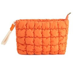 DOB SECHS Puffer Quilted Makeup Bag with 8.26 x 6.29 x 1.77 inches, Orange