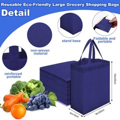50 PCS Reusable Tote Bag Bulk 8x4x10 Inch Non Woven Shopping Gift Navy Blue