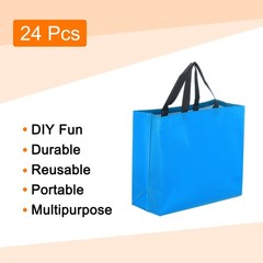 24Pcs Reusable Gift Bags with Handles 10.6 x 13 Inch Light Blue