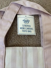 NWT TRADER JOE’S 2026 Mini Striped Canvas Tote Bag PINK stripes FAST SHIPPING