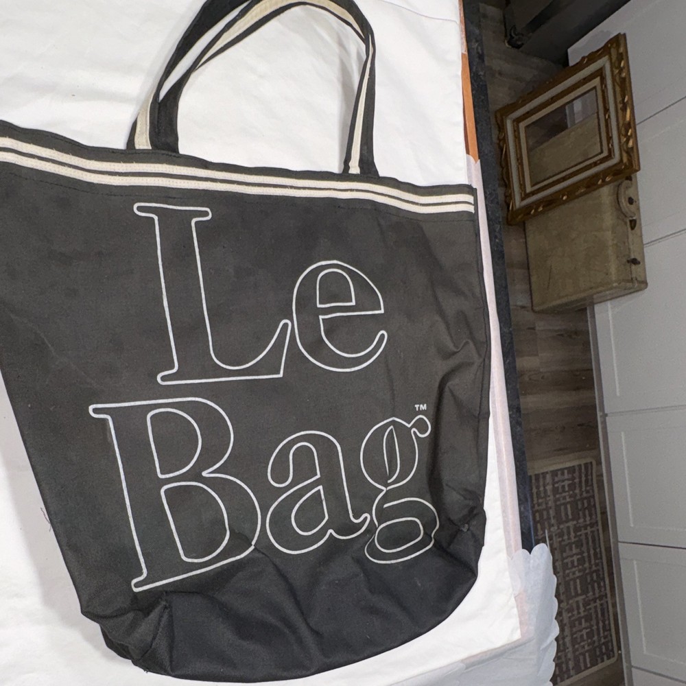 Le Bag retroGray Reusable Tote Bag Double Handles Graphic Print 19x8x12 in