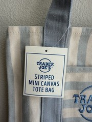 Trader Joe’s 2026 Striped Mini Pastel Canvas Tote Bags – Blue – READY TO SHIP