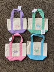 TRADE JOE’S Set of 4 Mini Pastel Canvas Reusable Bags Spring Easter Totes