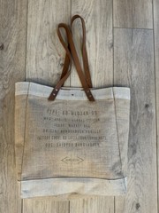 Jute Tote Bag Leather Handles Dana Point CA Coordinates Beach Market Tote