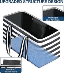 Stand Up Extra Large Utility Tote Bag Foldable Reusable Grocery Bags Metal Wire