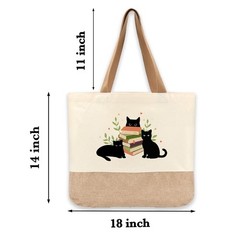 Cat Tote Bag, Books Black Cat Gifts, Gifts for Cats Lovers Women Friends Girl…