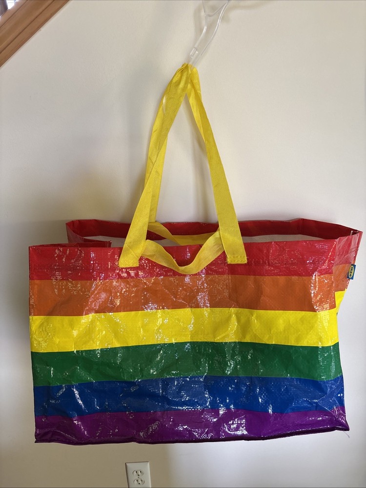 IKEA Large Rainbow Pride Reuseable Foldable Shopping Bag Long And Short Handle