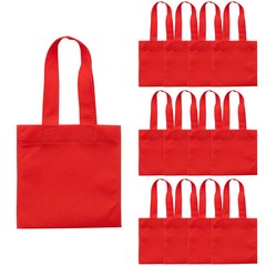 Fun Express Mini Bright Red Nonwoven Polyester Tote Bags – 6″ x 6″, 12 Pieces