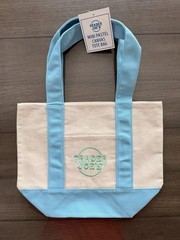 Trader Joe’s Mini Canvas Tote Bag Blue Pastel Reusable With Tags NEW 2026