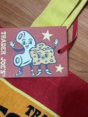 Trader Joes Cheese Adventures Experience Cotton Tote Bag Red Yellow