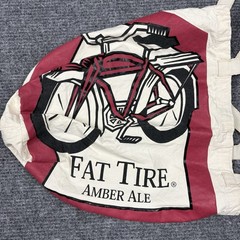 Fat Tire Beer Canvas Tote Bag White Red New Belgium Brewing Reusable Grocery